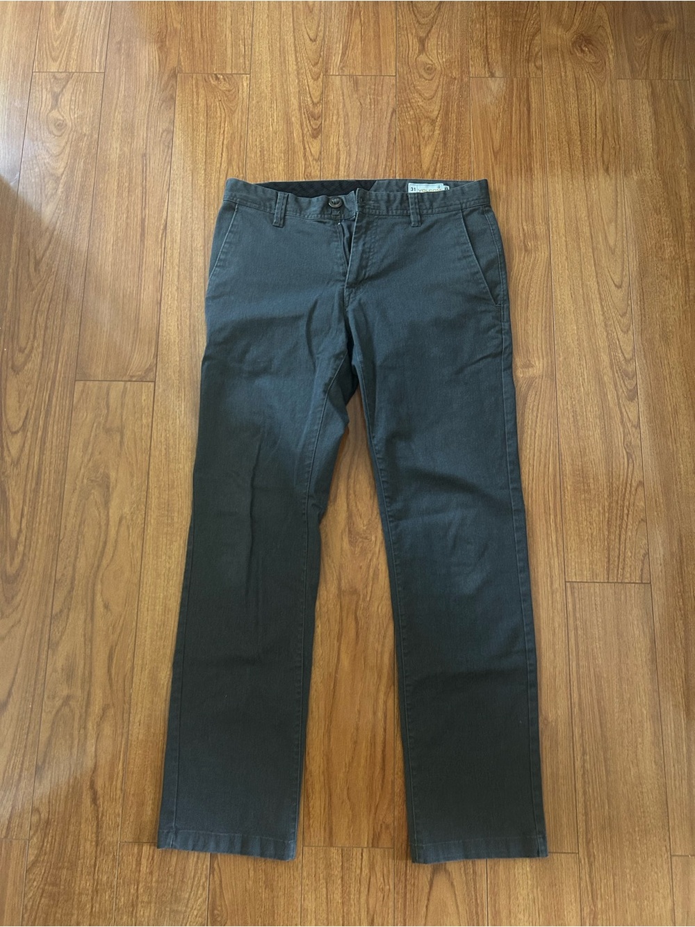 Volcom Black Straight Leg Pants with Gray Waistband